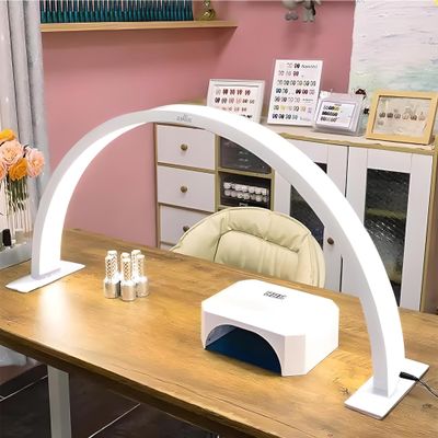 XOLLOZ Half Moon Nail Desk Lamp  3360 Lumen LED Light for Nail Techs, Tattoo & Lash Work, Moon Light for Desk  Sleek White Design, Button Control