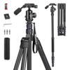 Camera Tripod, Manbily 74" Aluminum Travel Tripod Monopod Stand for Camera DSLR Phone, 360 Ball Head w Handle and Extra 1/4" QR Plate, Payload 17.6lbs, Compatible with Canon Nikon Sony view 1