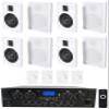 Rockville RPA40BT Bundle: 1000W 4-Zone Bluetooth Home Stereo Amplifier, (4) Pairs of RockSlim White 5.25-Inch 240W Peak/80W RMS Wall Speakers, (4) VOL850 Volume Controllers, 9-Items view 1
