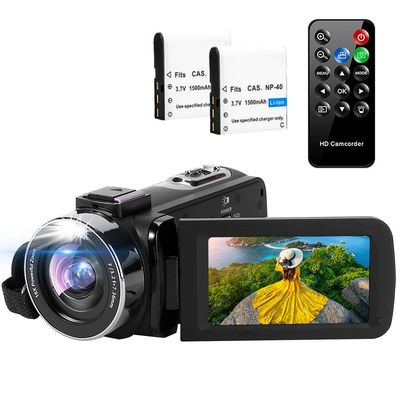 CYOIDAI Liphontcta Camcorder 16X Digital Camera for YouTube Vlog Camera with 3.0'' Flip Screen with Two Batteries and Remote Control