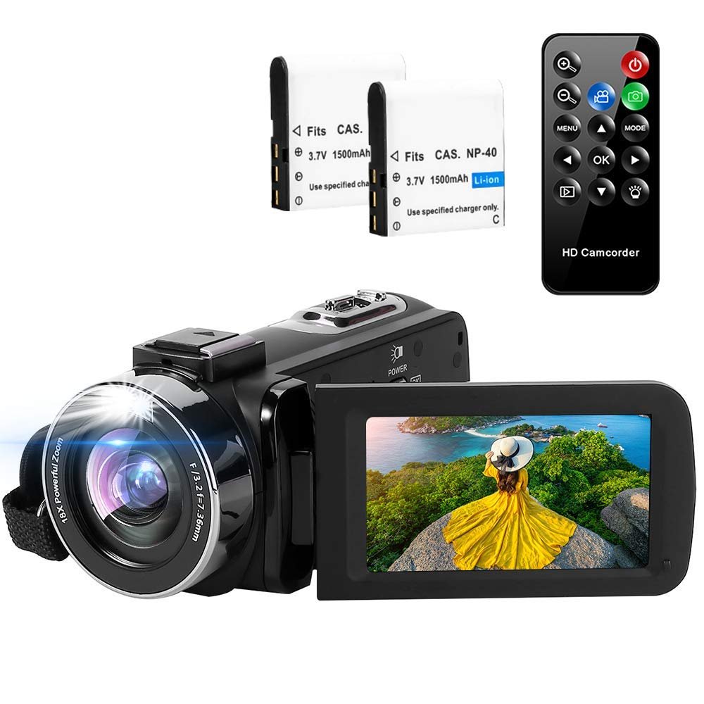 CYOIDAI Liphontcta Camcorder 16X Digital Camera for YouTube Vlog Camera with 3.0'' Flip Screen with Two Batteries and Remote Control