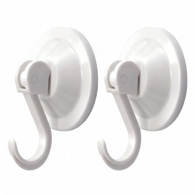 NL HOME Heavy Duty Suction Cup Hooks, 2-Pack, White
