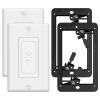 VCELINK Wall Plate Cable Pass Through with Mounting Bracket, Single Gang Flexible Rubber Opening Cable Outlet Cover for Low Voltage Cables, Wall Mount TV, Home Theater System, 2-Pack, White view 1