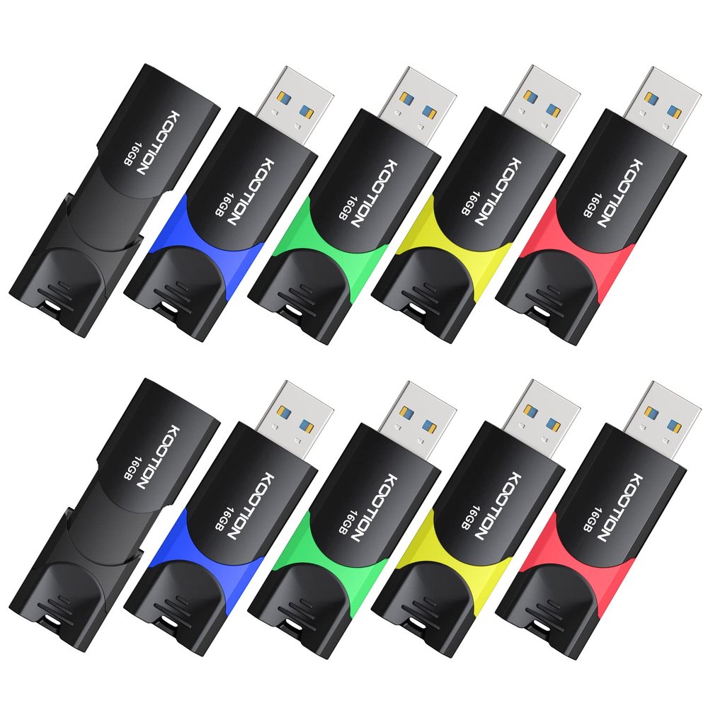 USB 3.0 Flash Drive KOOTION 10 Pack 16GB USB 3.0 Thumb Drive Retractable 16G Zip Drive Ultra High Speed USB Stick Jump Drive Rugged Memory Stick with LED Indicator for Data Storage and Transfer