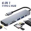 6 In1 SD Card Slot/USB Port Type-C Laptop USB Hub Card Reader Adapter 4K HDMI Accessory view 2