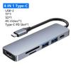 6 In1 SD Card Slot/USB Port Type-C Laptop USB Hub Card Reader Adapter 4K HDMI Accessory view 4