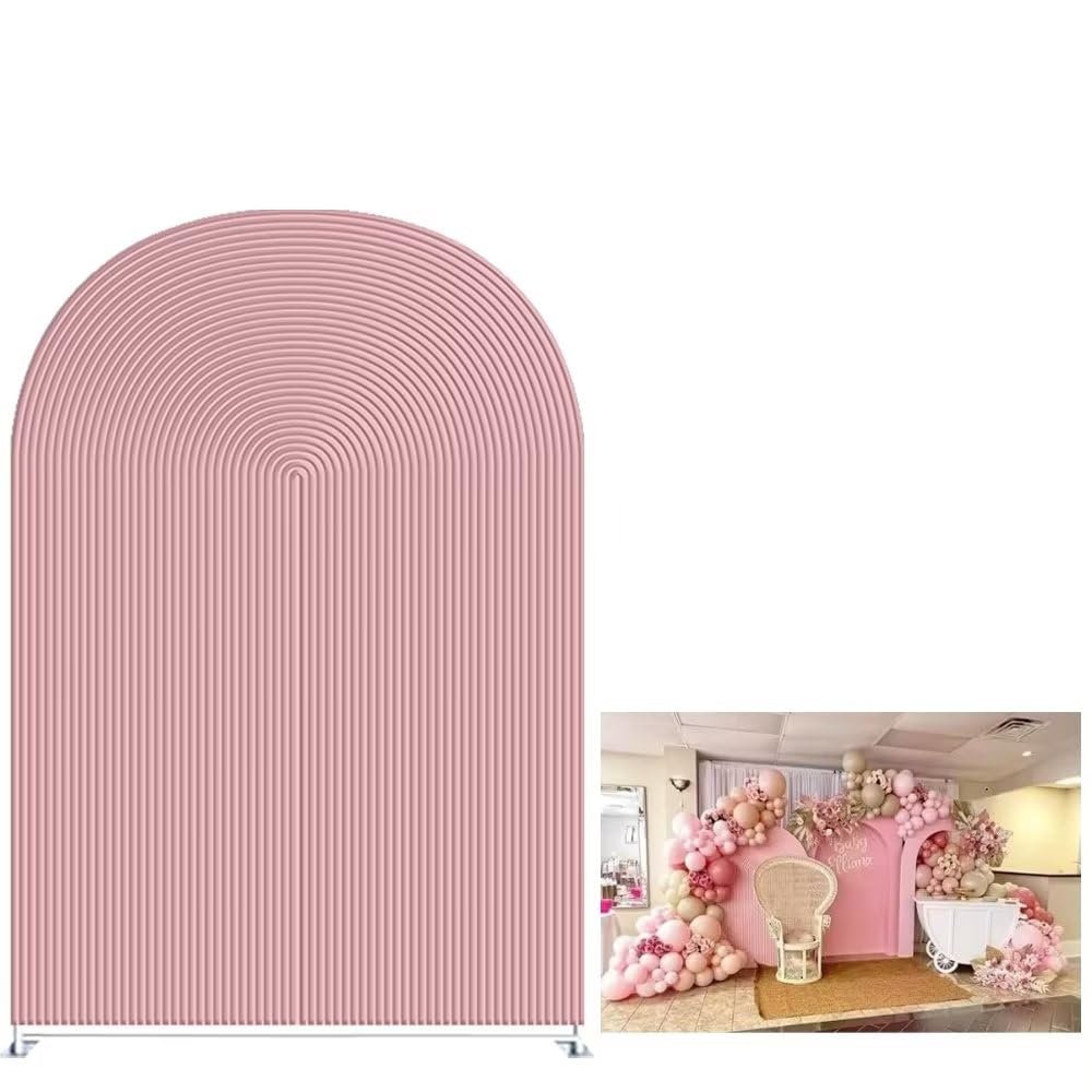 Aerdce Pink Ripples Mermaid Arch Fabric Covers for Parties 4x7ft Double-Sided Stretchy Arched Wall Stands Covers Baby Shower Banquet Birthday Party Decoration Supplies