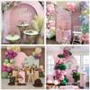 Aerdce Pink Ripples Mermaid Arch Fabric Covers for Parties 4x7ft Double-Sided Stretchy Arched Wall Stands Covers Baby Shower Banquet Birthday Party Decoration Supplies view 3