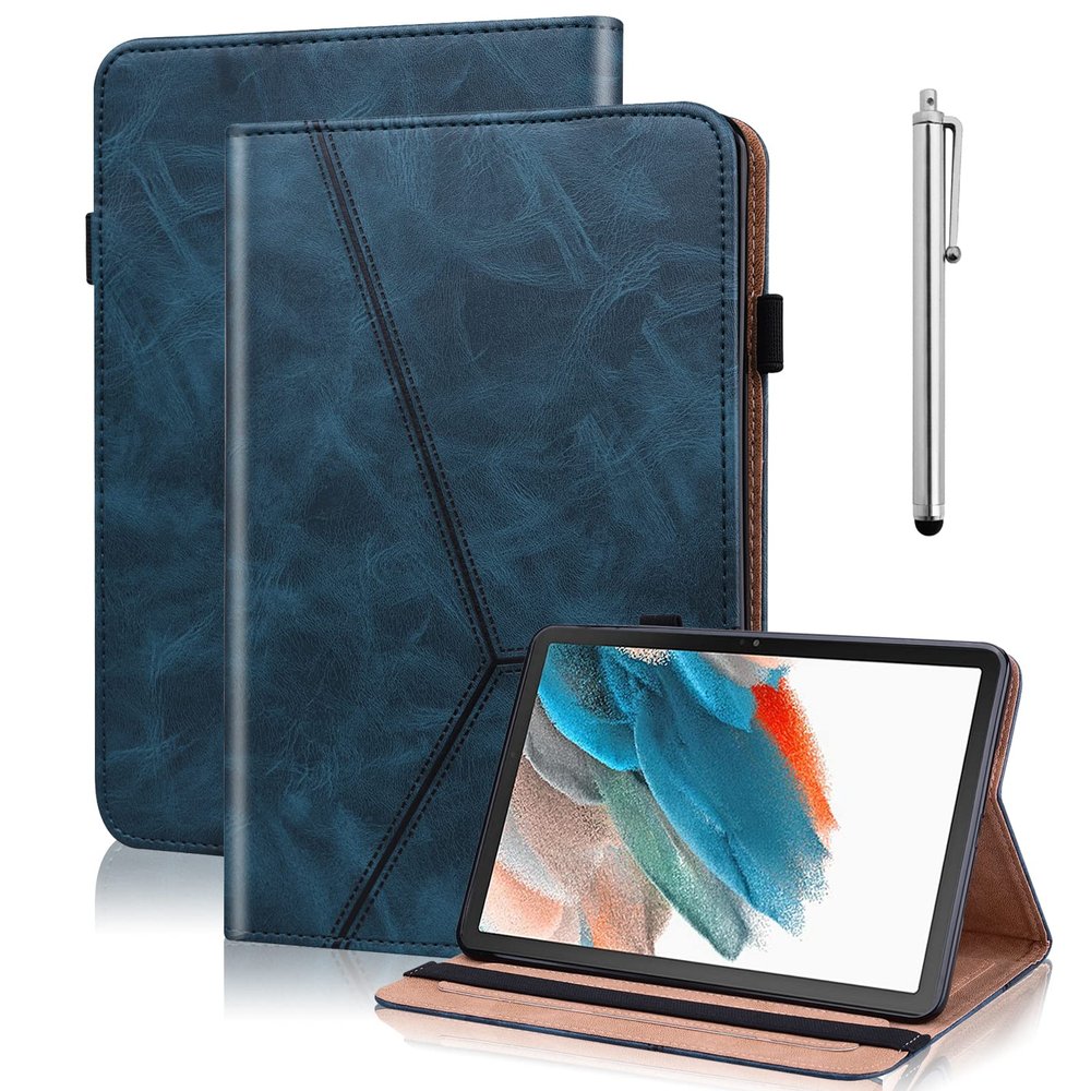 VODEFOX Case for Xiaomi Pad 5 / Pad 5 Pro 11 inch 5G 2021,Embossed Solid Color Stripe Design PU Leather Flip Stand Case with Card Slot Elastic Band for Mi Pad 5 /Pad 5 Pro 11 2021 - Blue