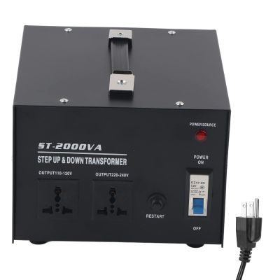 2000 Watt AC Voltage Converter Transformer Step up Step Down Transformer 110V-220V/ 220V-110V Single Phase Power Transformer ST2000VA US Plug