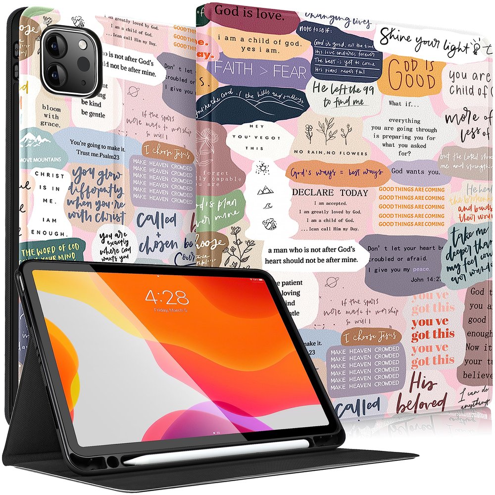 Uppuppy for iPad Air 11 inch (M2/M3) Case, Air 5th/4th Generation 10.9, Pro 11'' Case Cute Kids Women Girls Girly Folio Pencil Holder Cover for iPad Air 11 2024/2025, 10.9 2022 2020, Pro 11