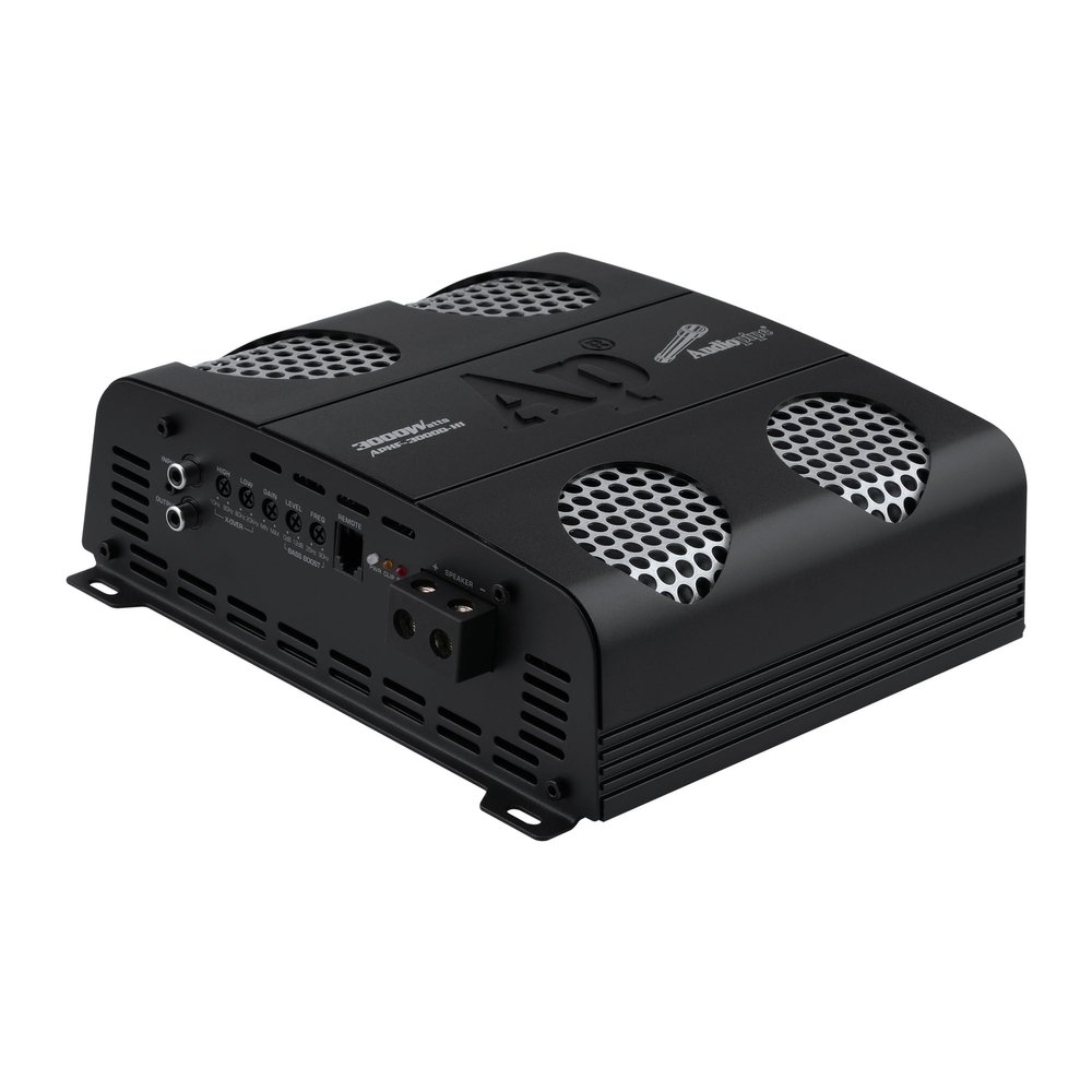 Audiopipe 3000 Watts Full Range Class D Mosfet Amplifier (APHF-3000D-H1), 4-Point Protection System, 1 Ohm, BTL Mode, Remote Bass Control Knob
