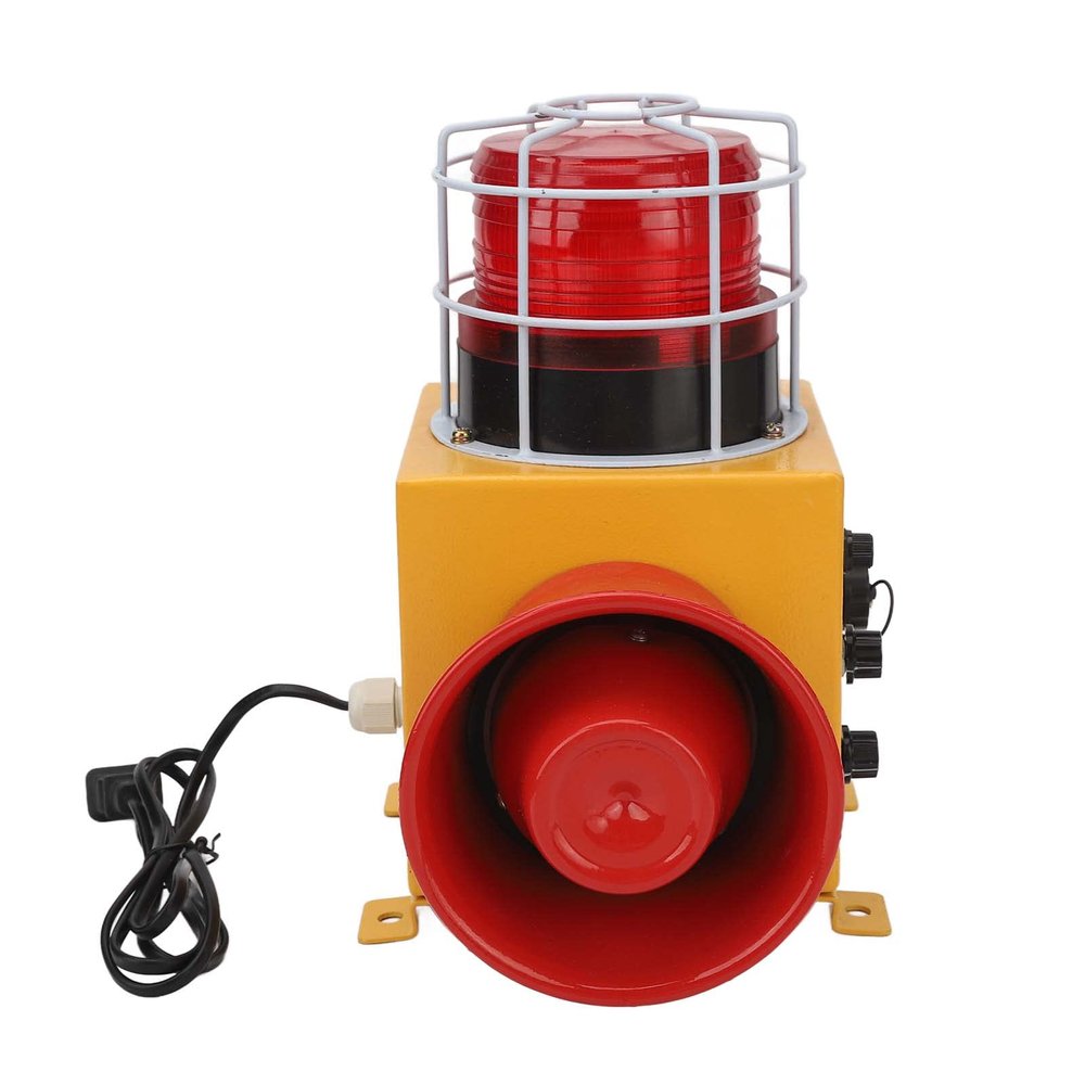 Industrial Alarm High Bright Warning Light 130dB 9-Tone Siren with Trip & Motion Sensors US Plug 110V
