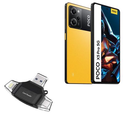 BoxWave Smart Gadget Compatible with Xiaomi Poco X5 - AllReader SD Card Reader, microSD Card Reader SD Compact USB - Jet Black