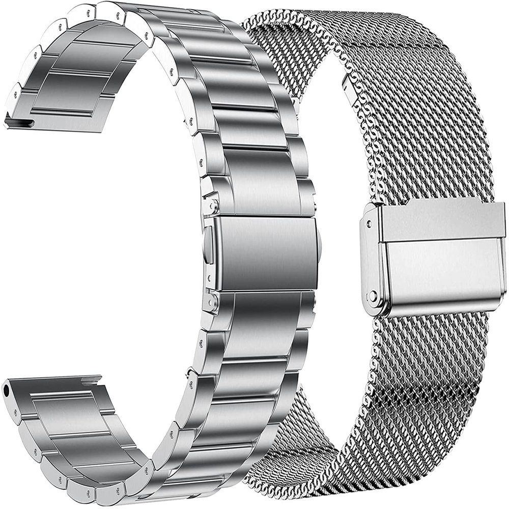 EANWireless Compatible with Garmin Vivoactive 4 45mm/Venu 2 45mm Replacement 22mm Strap Band, Milanese and Stainless Steel Metal Strap for Forerunner 745/265/255/255 Music 46mm,Silver