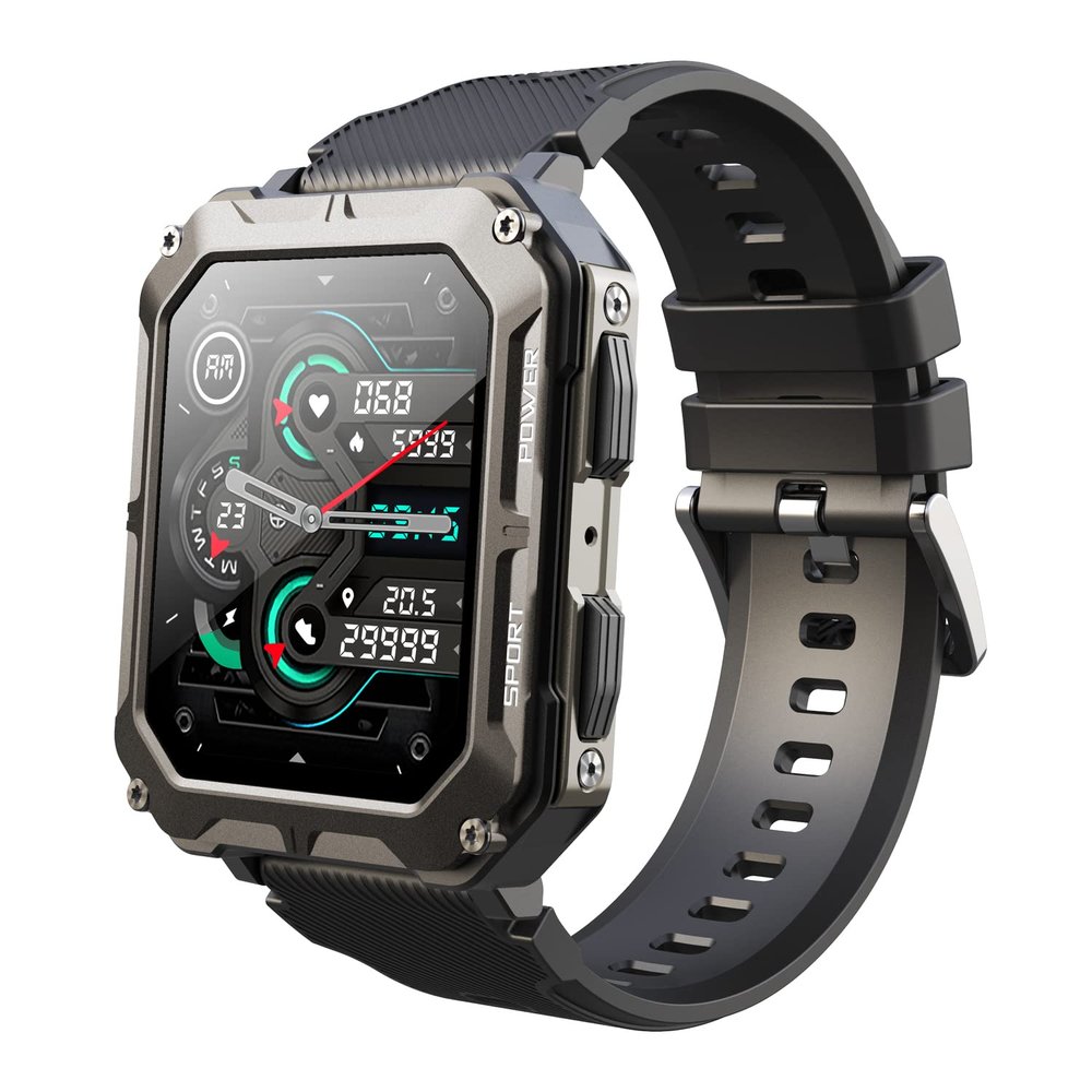 PASNEW Military Smart Watches for Men IP68 Waterproof Bluetooth Call,123 Sports,1.83'' Tactical Fitness Watch,Sleep,Blood Pressure, Heart Rate,Oxygen,for Android iOS Outdoor Sports