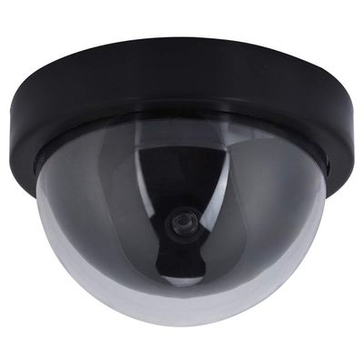 Restokki Dummy Fake Simulated Surveillance Security Dome Camera Indoor Outdoor with one LED Light, Warning Security Alert Camera