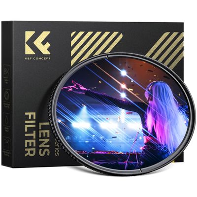 K&F CONCEPT 77mm Bue Streak Effect Lens Filter (2mm) Anamorphic Optical Glass Light Flare Effect Filter for Camera Lens
