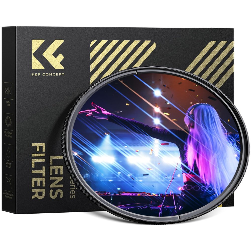 K&F CONCEPT 77mm Bue Streak Effect Lens Filter (2mm) Anamorphic Optical Glass Light Flare Effect Filter for Camera Lens