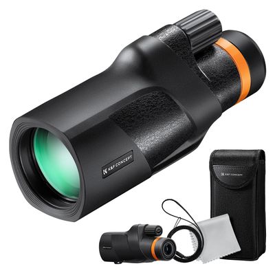 K&F Concept 12X50 Monocular Telescope with Cleaning Cloth, FMC Lens & BAK4 Prism Telescopes for Adults, Sky Captain HD Monocular for Bird Watching Hunting Hiking Camping Travelling