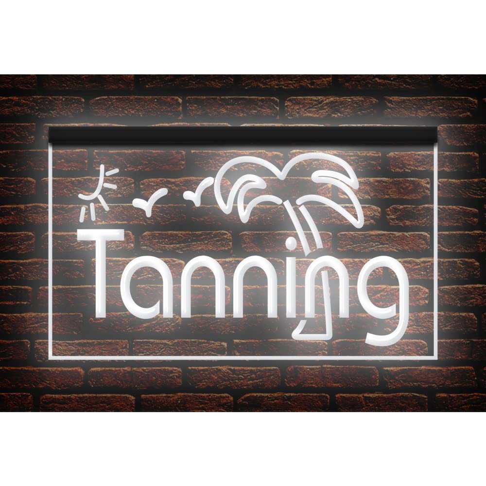 160042 Tanning Beauty Salon Shop Studio Open Display LED Light Neon Sign (12" X 8", White)