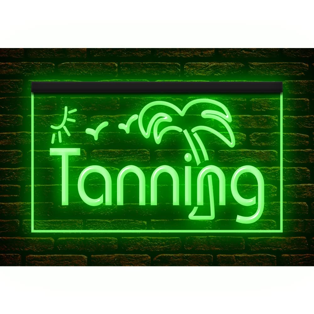 160042 Tanning Beauty Salon Shop Studio Open Display LED Light Neon Sign (16" X 12", Green)