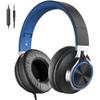 COOSII AC01 Over-Ear Headphones Wired, Passive Noise Isolating Corded Stereo Headsets with Mic Volume Control for Adults Teens 3.5mm for Chromebooks, Laptop, Computer, Tablets, Travel (Black Blue) view 1