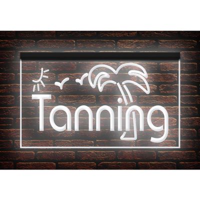 160042 Tanning Beauty Salon Shop Studio Open Display LED Light Neon Sign (16" X 12", White)