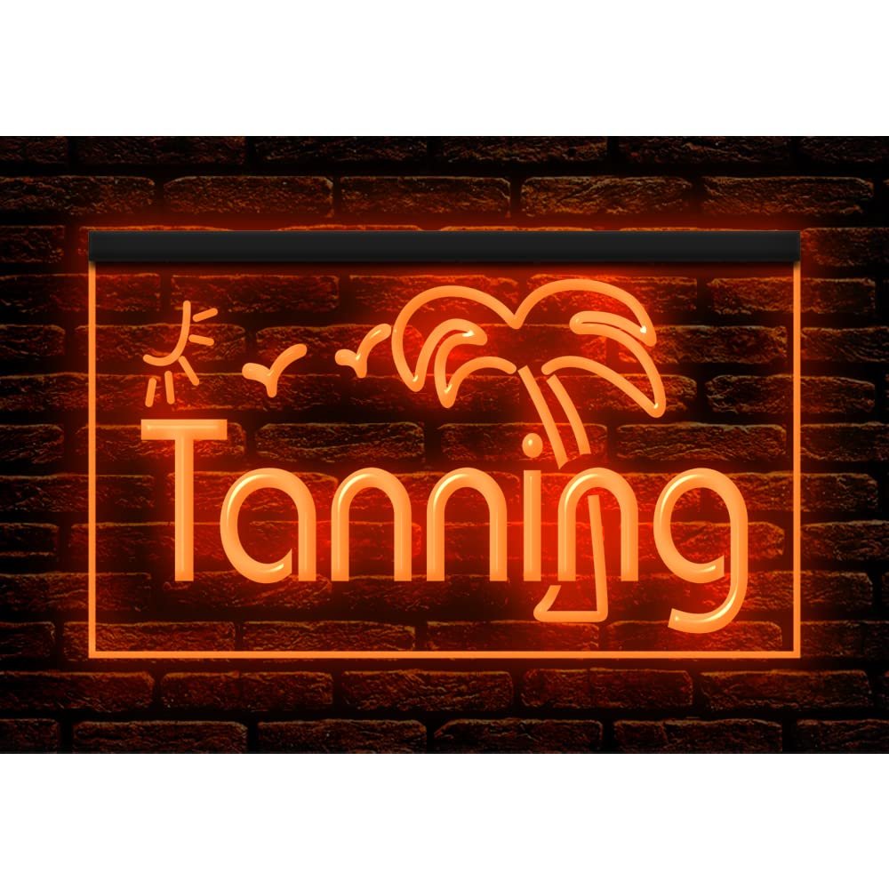 160042 Tanning Beauty Salon Shop Studio Open Display LED Light Neon Sign (12" X 8", Orange)