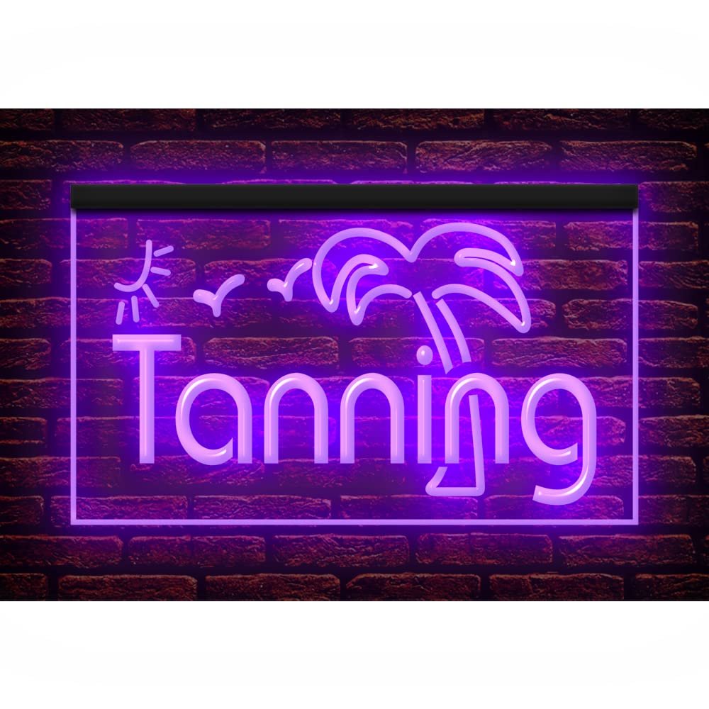160042 Tanning Beauty Salon Shop Studio Open Display LED Light Neon Sign (16" X 12", Purple)