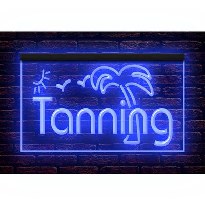 160042 Tanning Beauty Salon Shop Studio Open Display LED Light Neon Sign (16" X 12", Blue)