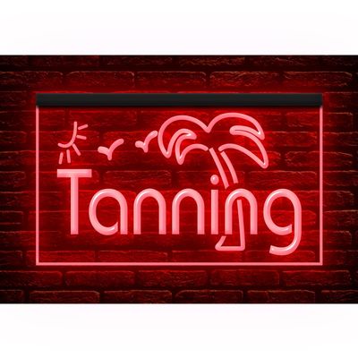 160042 Tanning Beauty Salon Shop Studio Open Display LED Light Neon Sign (21.5" X 12", Red)