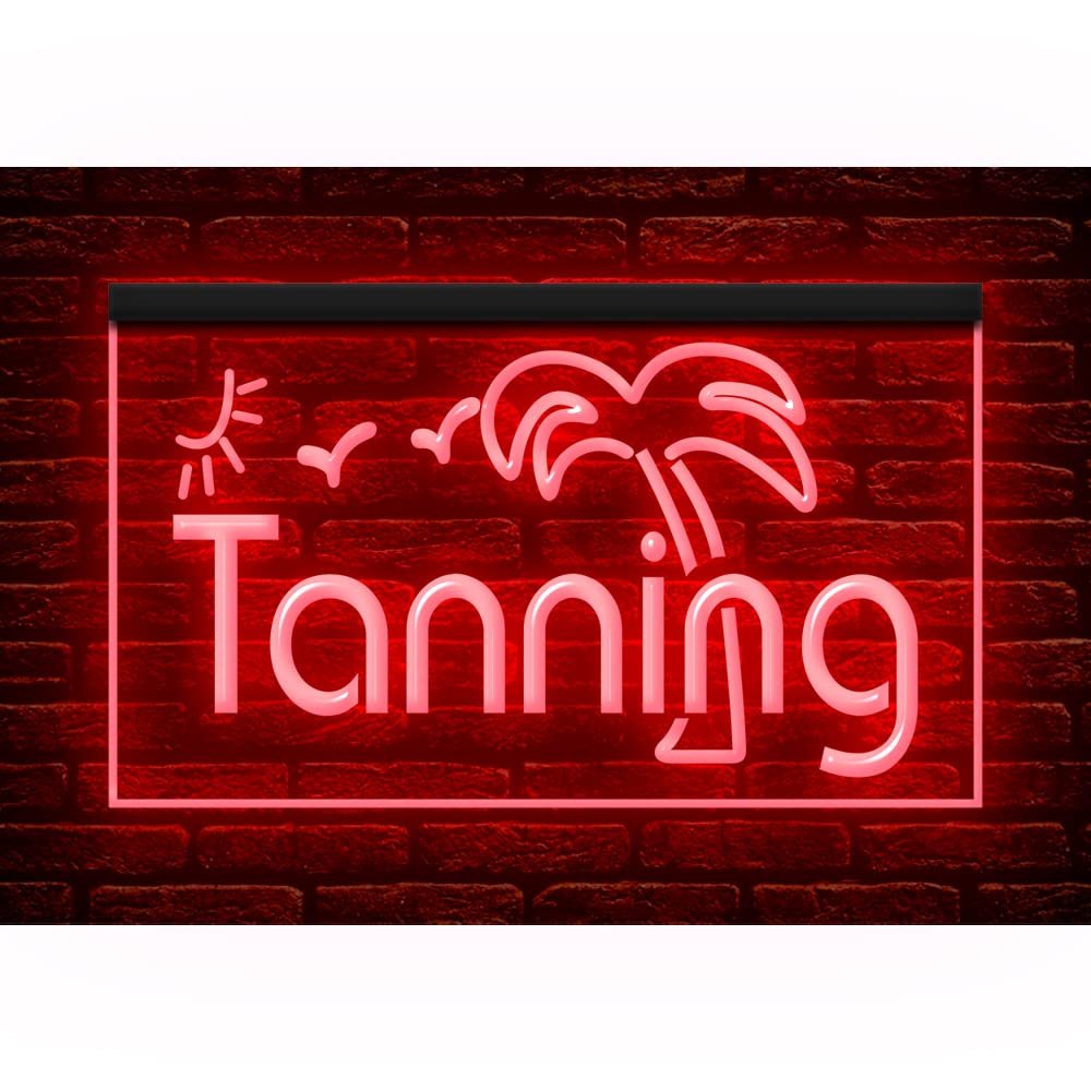 160042 Tanning Beauty Salon Shop Studio Open Display LED Light Neon Sign (21.5" X 12", Red)