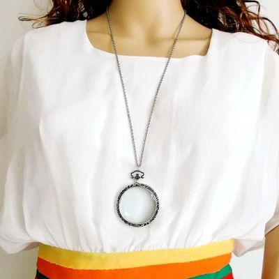 1PC 3X Portable Pocket Present Necklace Reading Magnifier Decoration Pendant Necklace Decorative Gift Magnifying Glass Loupe
