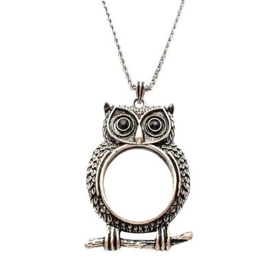 1PC 3X Portable Gift Owl Necklace Reading Magnifier Decoration Pendant Necklace Decorative Magnifying Glass Loupe