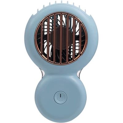 RMENST Handheld Mini Fan, Portable USB Rechargeable Small Fan, with LED Light, for Women,Travel,Outdoor (Color : Blue)