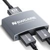 NEWCARE 1x2 HDMI Splitter, 4K@60Hz for Dual Monitors - 3.9Ft High Speed Cable, Silver view 1