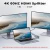 NEWCARE 1x2 HDMI Splitter, 4K@60Hz for Dual Monitors - 3.9Ft High Speed Cable, Silver view 2
