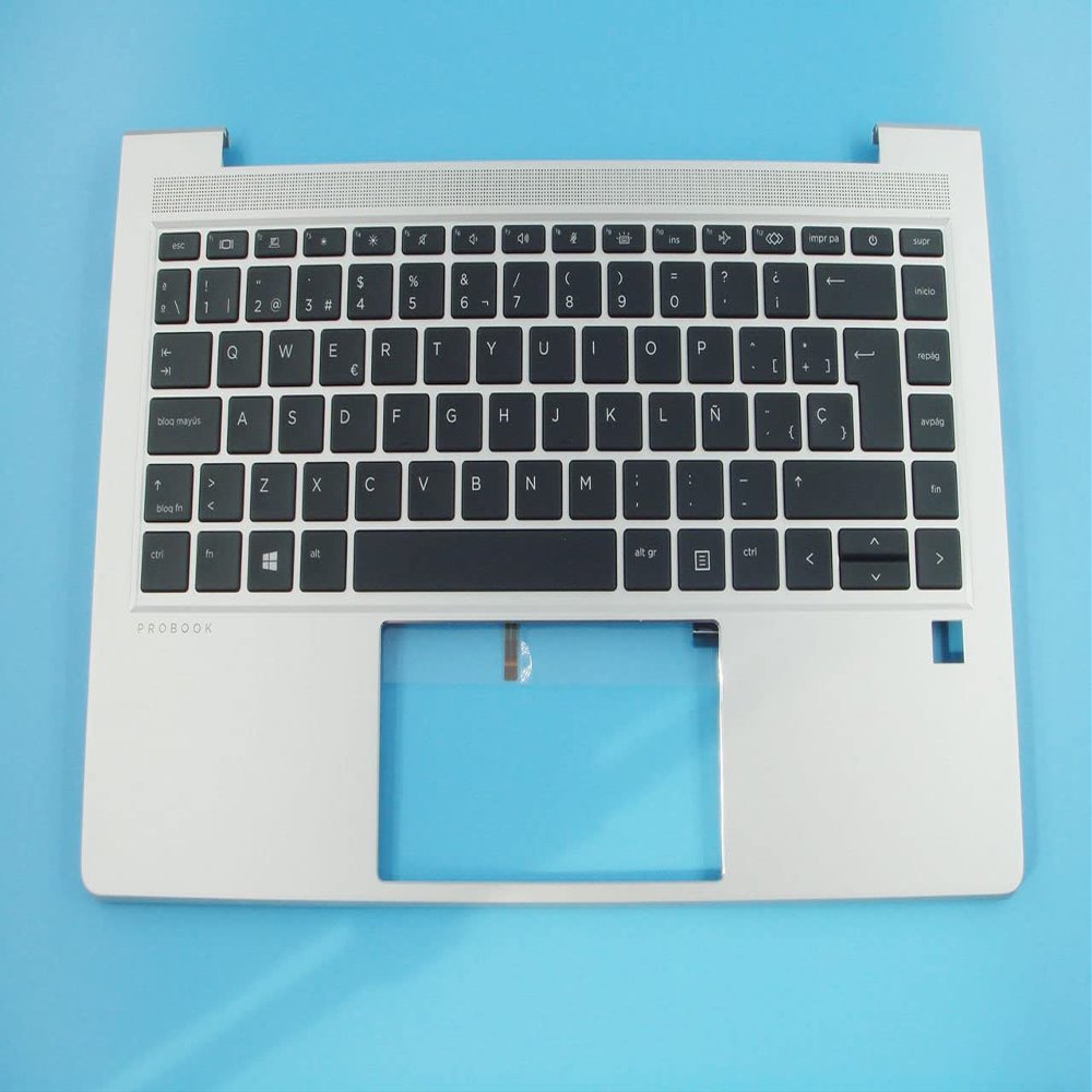 Bayjebu Replacement Parts for HP Probook 440 445 G8 14.0" Palmrest Bezel Spanish Backlit Keyboard M23769-071 Silver