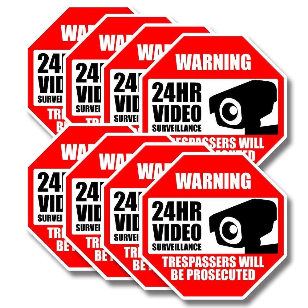 10x Video Camera Surveillance Warning Sign Pack - Home Outdoor Indoor CCTV Alarm Security Sticker Vinyl Waterproof Recording Alert Decal (3")