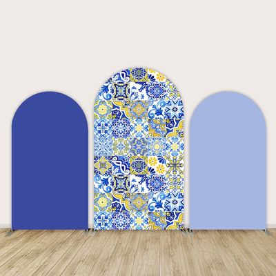 Baby Shower Arch Wall Chiara Backdrops Kids Birthday Party Decoration Blue Morocco Mediterranean Photobooth Wedding Party Background Banner Doubleside 80x160cm