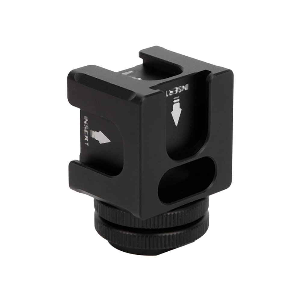 Aluminium Cold Shoe Mount Plate Adapter with 4 Mounts for Microphone Cellphone Flashlight for Led Lights, Microphones, Monitors, Audio Recorder, Video Cameras