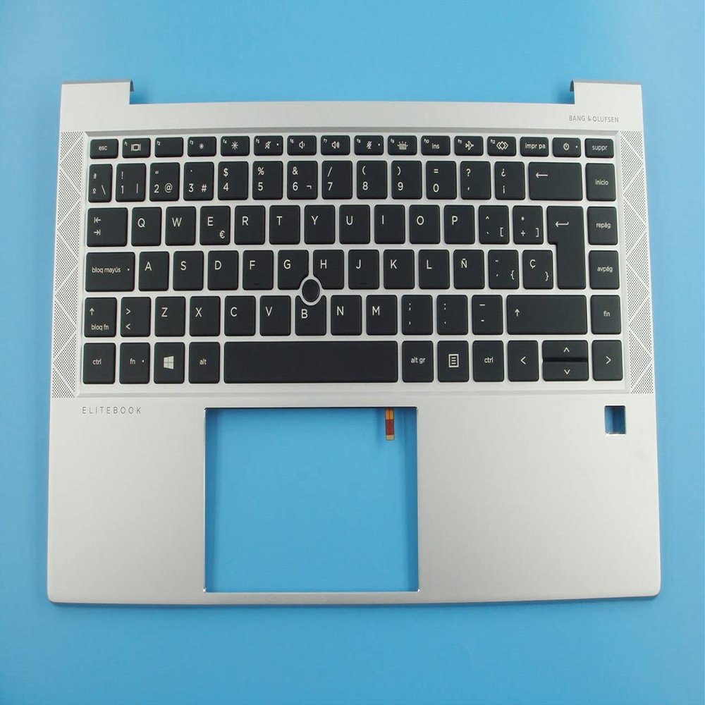 Bayjebu Replacement Parts for HP EliteBook 745 840 G7 14.0" Palmrest Bezel Spanish Backlit Keyboard M07090-071 Silver