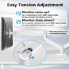 MOUNTUP Dual Monitor Stand for Desk, Monitor Arms for 2 Monitors Max 32 Inches, Height Adjustable Double Monitor Mount, VESA Mount with C-Clamp & Grommet Base, Holds 4.4-17.6lbs, White view 3