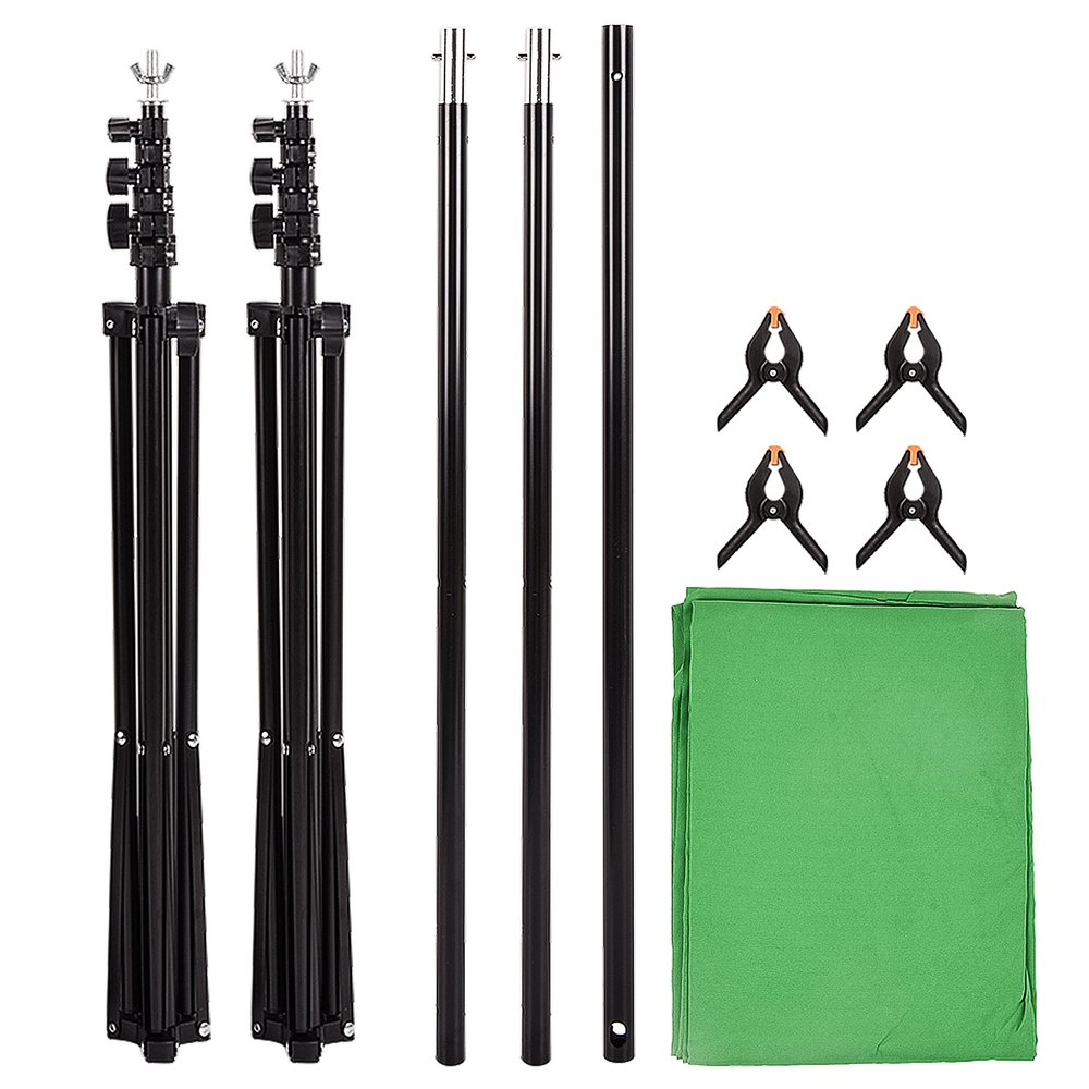 Doppy Green Screen Backdrop Stand Kit, 6.56 x 9.85ft Photography Background Support Stand with Carrying Bag for Photo Video Studio YouTube Streaming Equipment Video Gaming