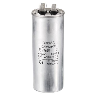 PATIKIL 55uF 55MDF 450V AC Fan Start Capacitor, CBB65 Circular Run Capacitor for AC Motor Run Air Conditioner Cool Heat Pump Condenser Straight