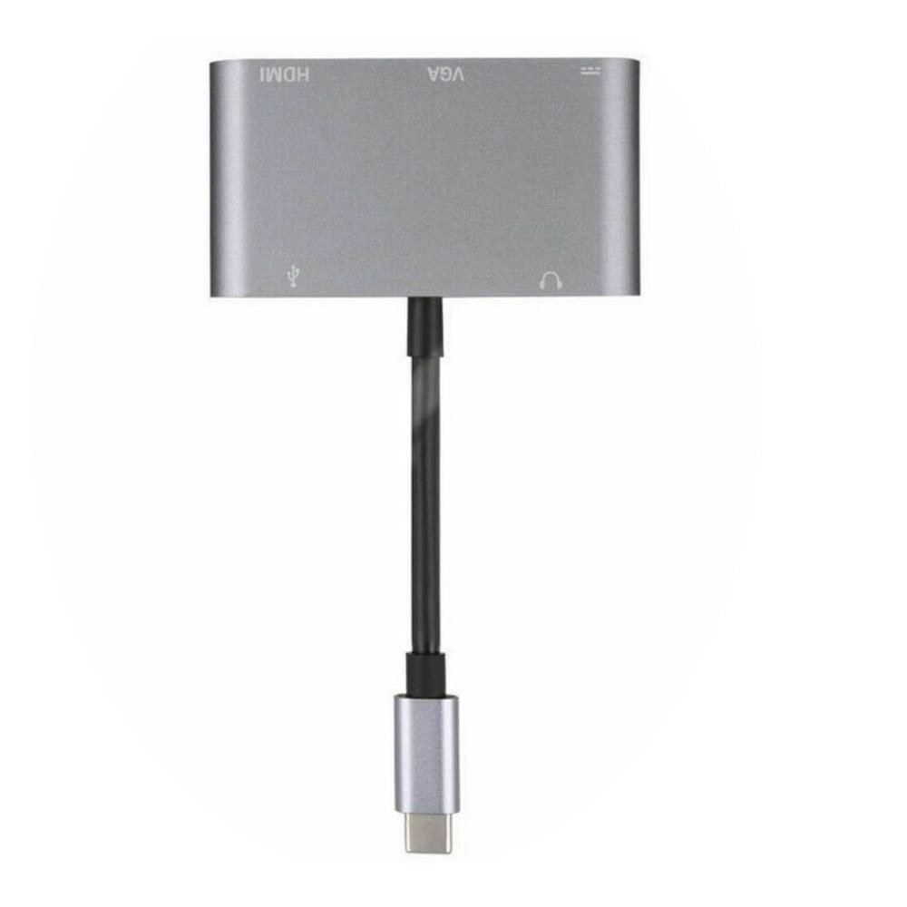 1 * 5 in 1 Adapter Converter Hub, Type C to HDMI/VGA/USB Audio/USB-C PD Port Adapter Converter Hub Typec Hdmi+Vga+Audio+USB+PD Accessory