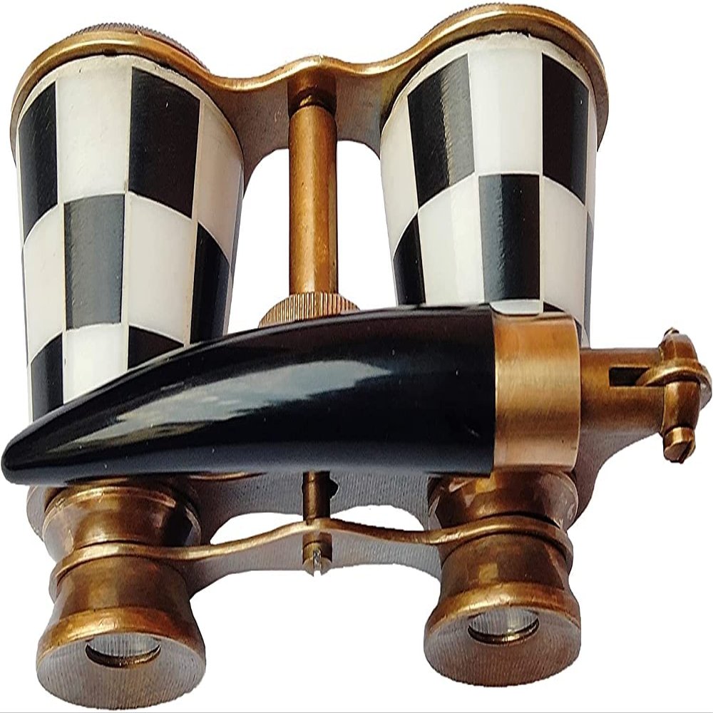 2.5 Inch Opera Glasses Binoculars for Adults with Handle - Captain's Mother of Pearl Solid Brass Opera Glasses Binoculars-Pocket Size Handel Binoculars for Kids, Bird Watching, Hunting
