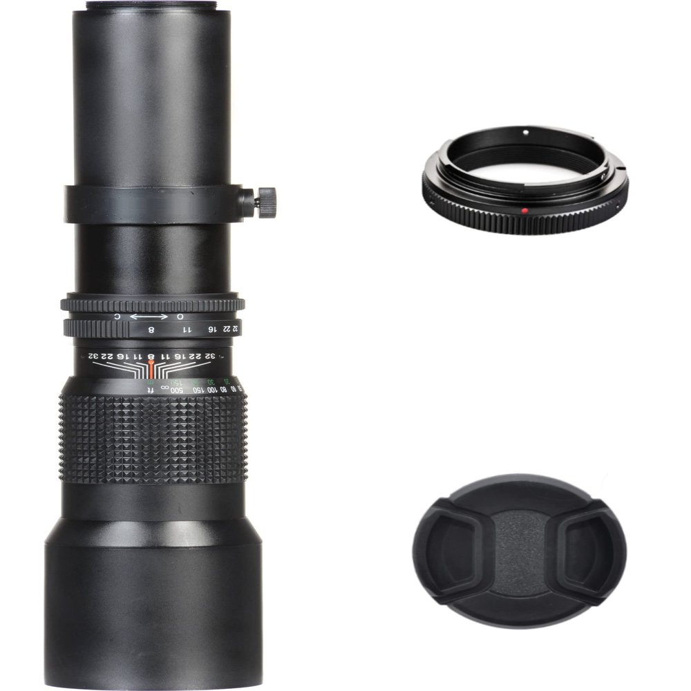 500mm/1000mm f/8 Manual Telephoto Lens + Tripod + SLR Backpack for Nikon D500, D600, D700, D750, D800, D810, D850, D3300, D3400, D5300, D5500, D5600, D7000, D7100, D7200, D7500 Digital SLR