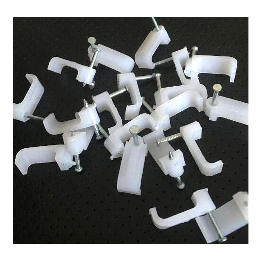 100pcs 6mm Square Steel Nail Cable Wire Wall Hanging Screw Clips Cable Clips